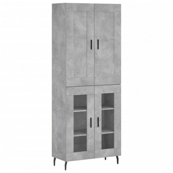 Buffet haut Gris béton 69,5x34x180 cm Bois d'ingénierie