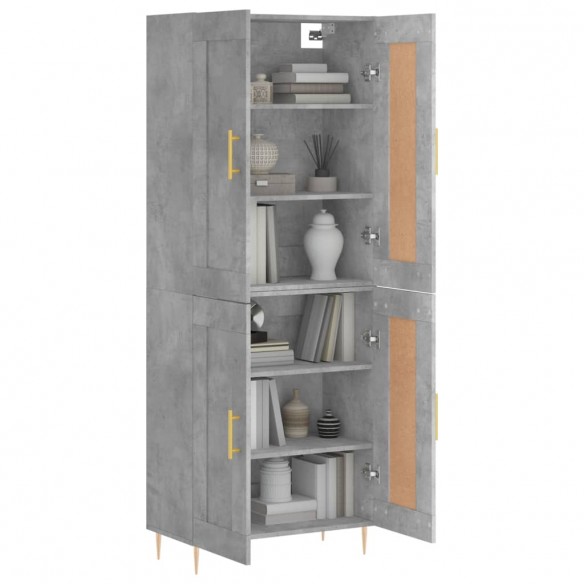 Buffet haut Gris béton 69,5x34x180 cm Bois d'ingénierie