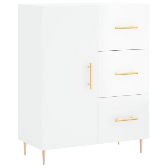 Buffet haut Blanc brillant 69,5x34x180 cm Bois d'ingénierie