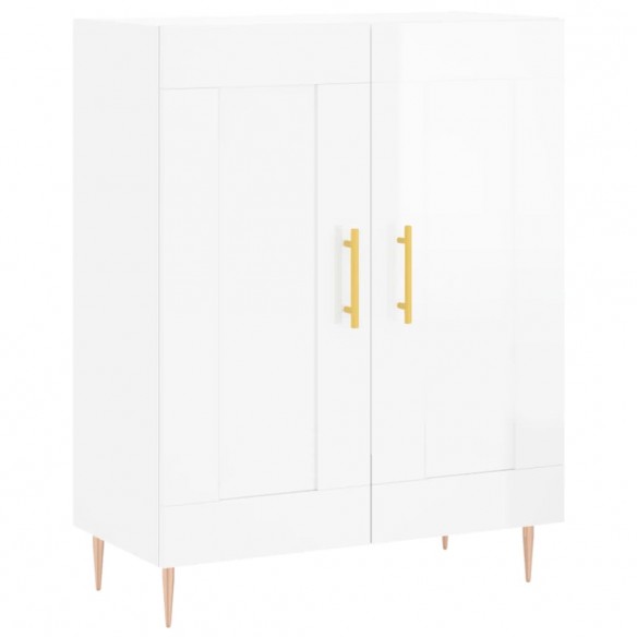 Buffet haut Blanc brillant 69,5x34x180 cm Bois d'ingénierie