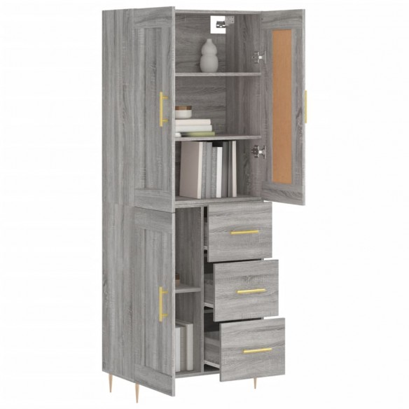 Buffet haut Sonoma gris 69,5x34x180 cm Bois d'ingénierie