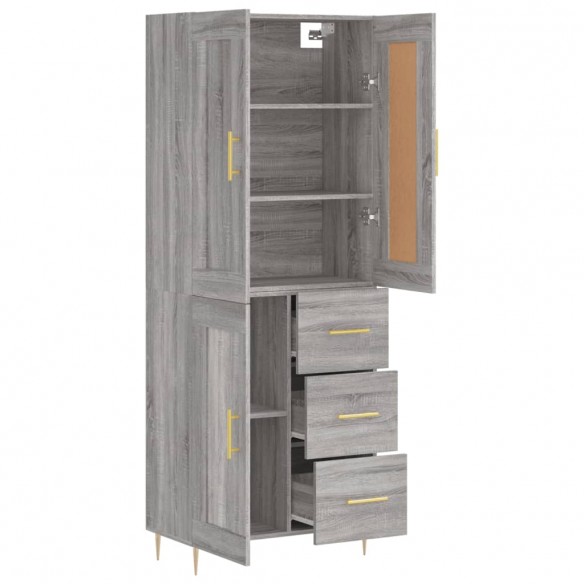 Buffet haut Sonoma gris 69,5x34x180 cm Bois d'ingénierie