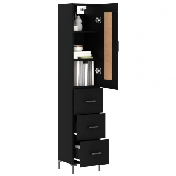 Buffet haut Noir 34,5x34x180 cm Bois d'ingénierie