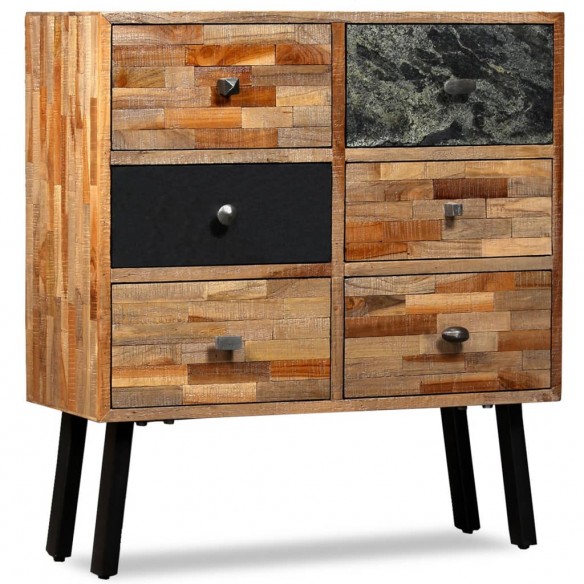 Armoire latérale avec 6 tiroirs Teck massif de récupération