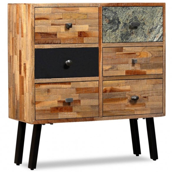 Armoire latérale avec 6 tiroirs Teck massif de récupération