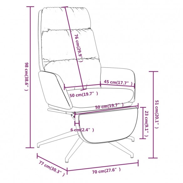 Chaise de relaxation avec repose-pied Crème Tissu