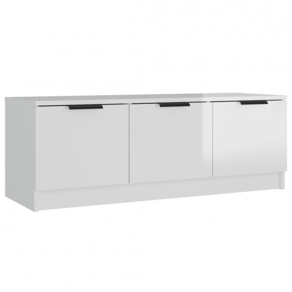 Meuble TV Blanc brillant 102x35x36,5 cm Bois d'ingénierie