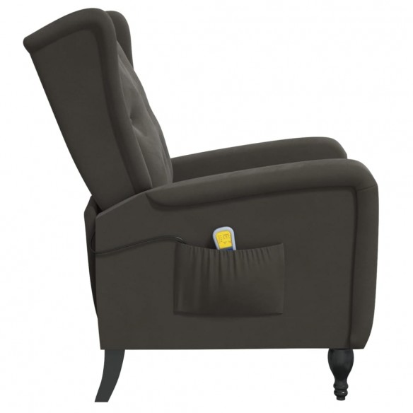 Fauteuil de massage inclinable gris foncé velours