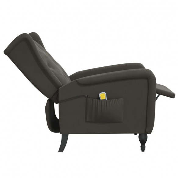 Fauteuil de massage inclinable gris foncé velours