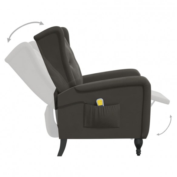 Fauteuil de massage inclinable gris foncé velours