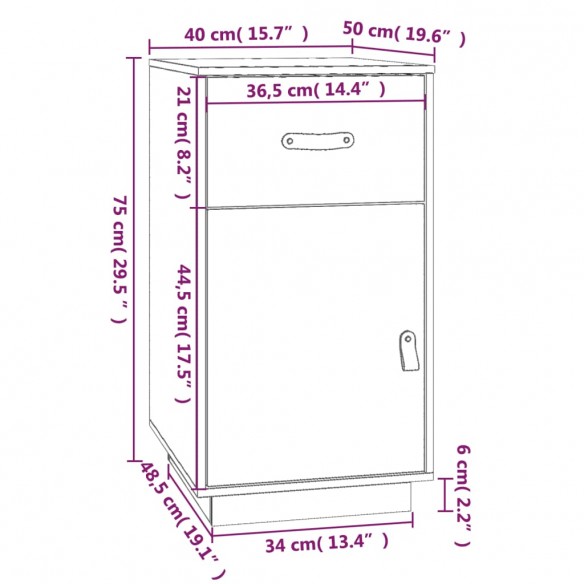 Armoire de bureau Blanc 40x50x75 cm Bois massif de pin