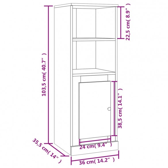 Buffet haut blanc brillant 36x35,5x103,5 cm bois d'ingénierie