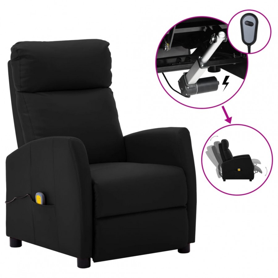 Fauteuil électrique de massage Noir Similicuir