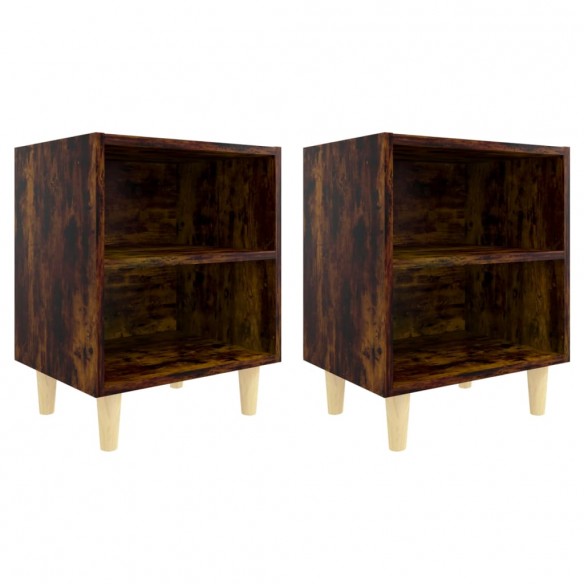 Tables de chevet et pieds en bois 2 pcs Chêne fumé 40x30x50 cm