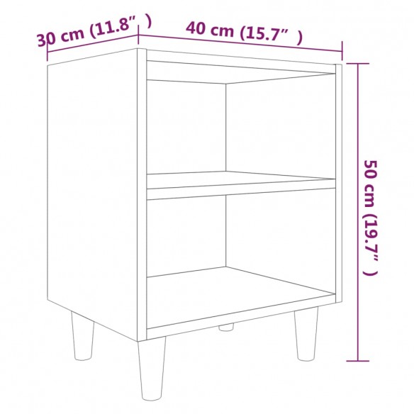 Tables de chevet et pieds en bois 2 pcs Chêne fumé 40x30x50 cm