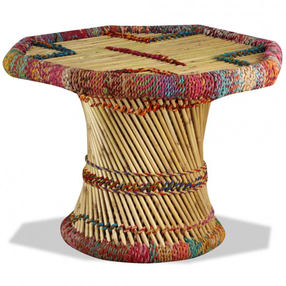 Table basse Bambou avec Détails Chindi Multicolore