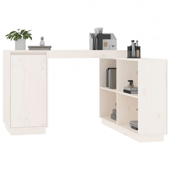 Bureau Blanc 110x50x75 cm Bois massif de pin