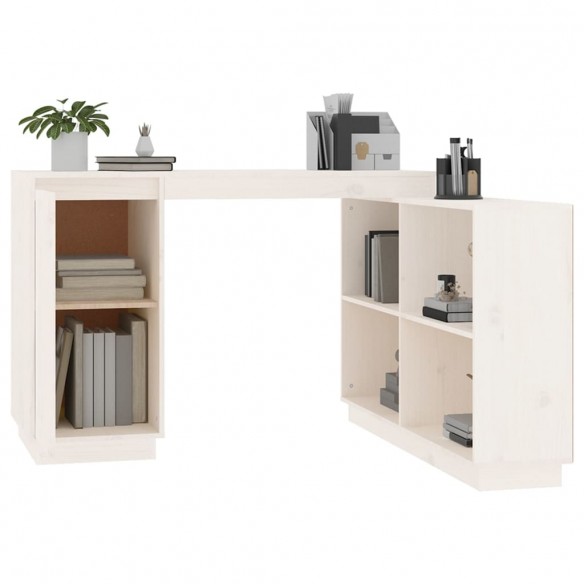 Bureau Blanc 110x50x75 cm Bois massif de pin