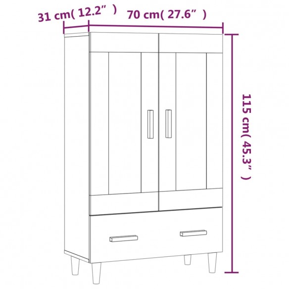 Buffet Blanc brillant 70x31x115 cm Bois d'ingénierie