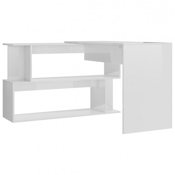 Bureau d'angle Blanc brillant 200x50x76 cm Aggloméré