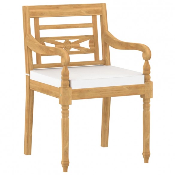 Chaises Batavia 4 pcs avec coussins Bois de teck solide