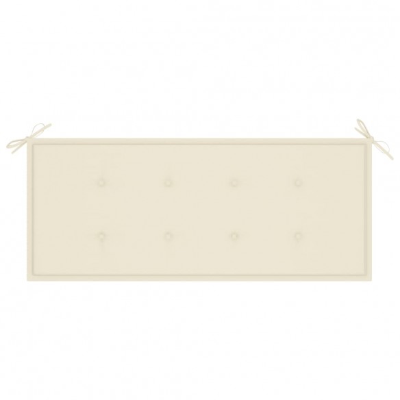 Banc de jardin avec coussin crème 120 cm Bois de teck massif