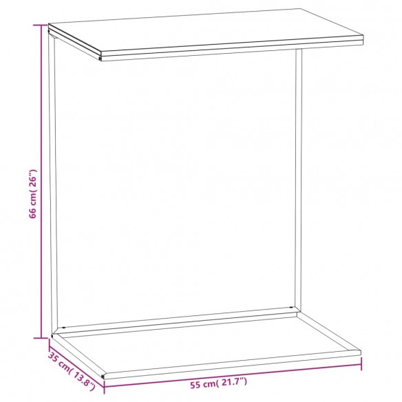 Table d'appoint Blanc 55x35x66 cm Bois d'ingénierie