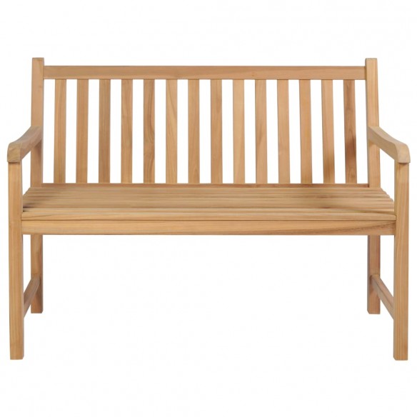 Banc de jardin avec coussin bleu 120 cm Bois de teck massif