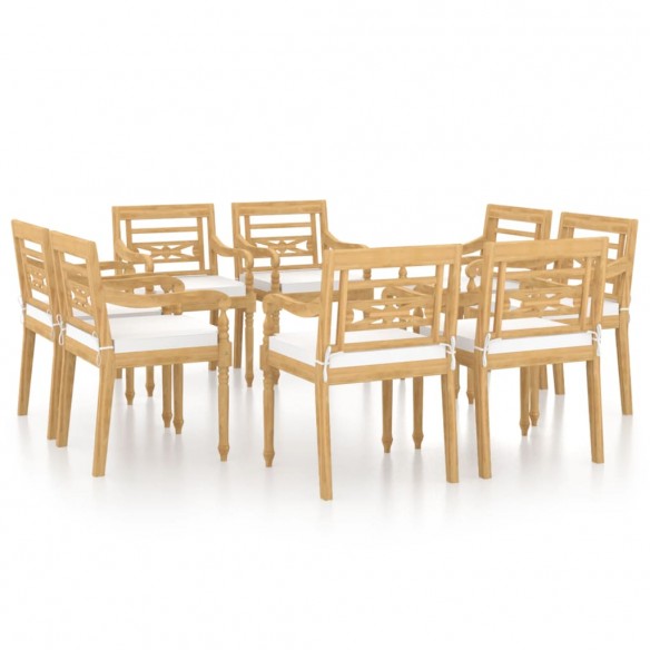 Chaises Batavia 8 pcs avec coussins Bois de teck solide