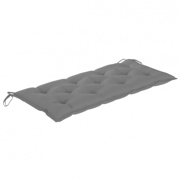 Banc de jardin avec coussin gris 120 cm Bois de teck massif