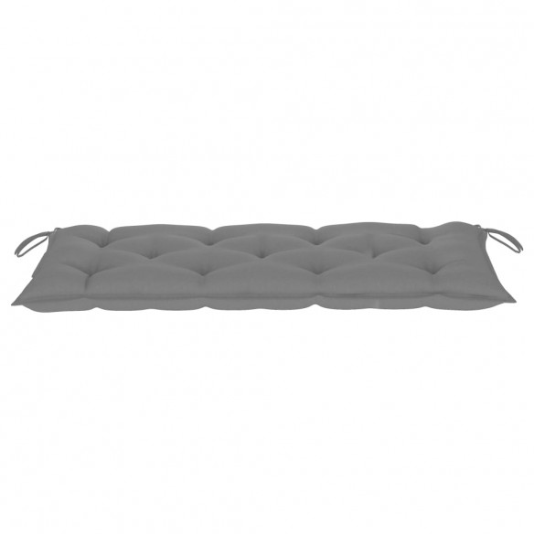 Banc de jardin avec coussin gris 120 cm Bois de teck massif