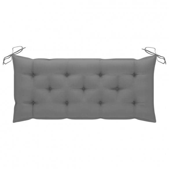 Banc de jardin avec coussin gris 120 cm Bois de teck massif