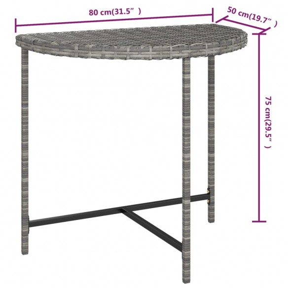 Table de jardin Gris 80x50x75 cm Résine tressée