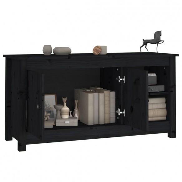 Meuble TV Noir 103x36,5x52 cm Bois de pin massif