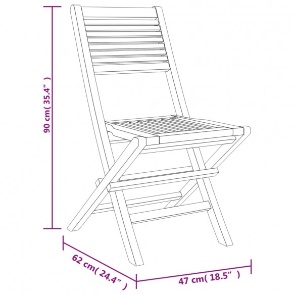 Chaises de jardin pliantes 8 pcs 47x62x90 cm bois massif teck