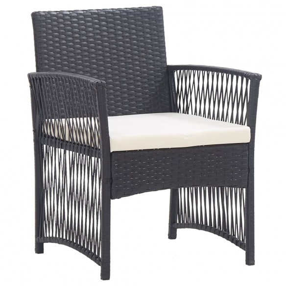 Fauteuils de jardin avec coussins 2 pcs Noir Résine tressée