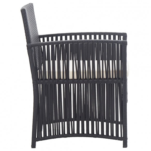 Fauteuils de jardin avec coussins 2 pcs Noir Résine tressée