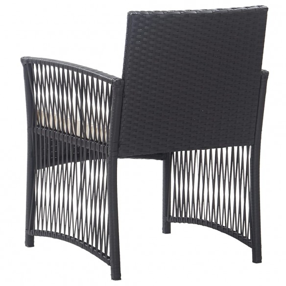 Fauteuils de jardin avec coussins 2 pcs Noir Résine tressée