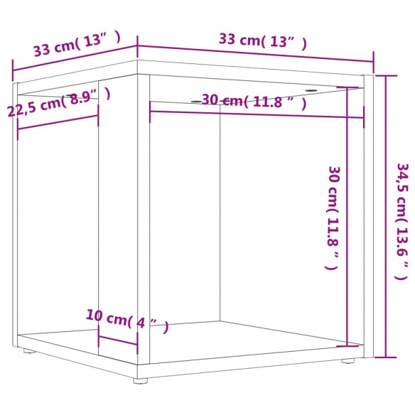 Table d'appoint Gris béton 33x33x34,5 cm Aggloméré