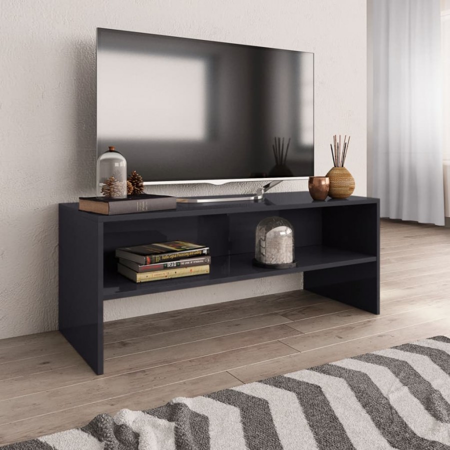 Meuble TV Gris brillant 100 x 40 x 40 cm Aggloméré