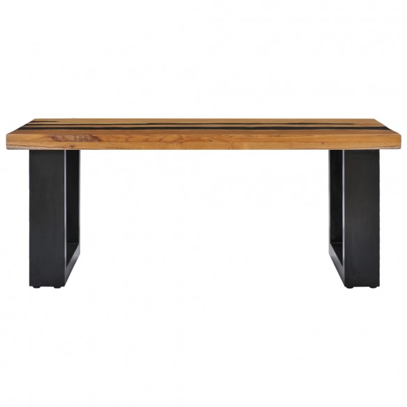 Table basse 100x50x40 cm Bois de teck massif et pierre de lave