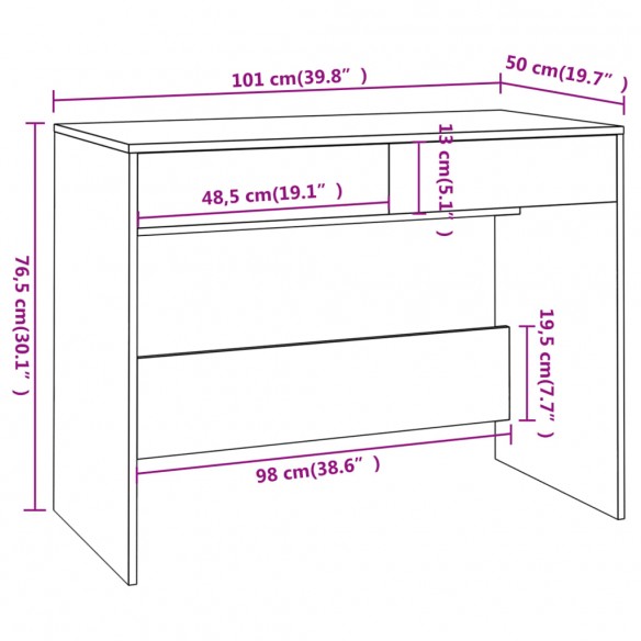 Bureau Chêne sonoma 101x50x76,5 cm Aggloméré