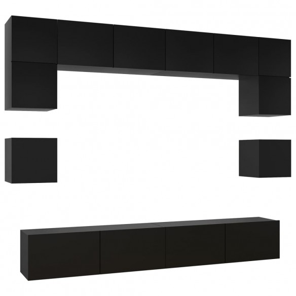 Ensemble de meuble TV 8 pcs Noir Aggloméré