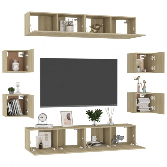 Ensemble de meubles TV 8 pcs Chêne sonoma Aggloméré