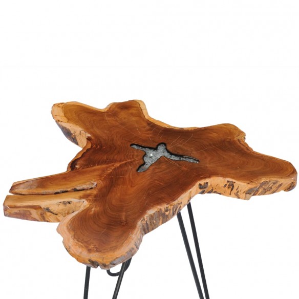 Table basse 70 x 45 cm Bois de teck massif et polyrésine