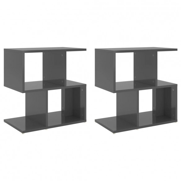 Tables de chevet 2 pcs Gris brillant 50x30x51,5 cm Aggloméré