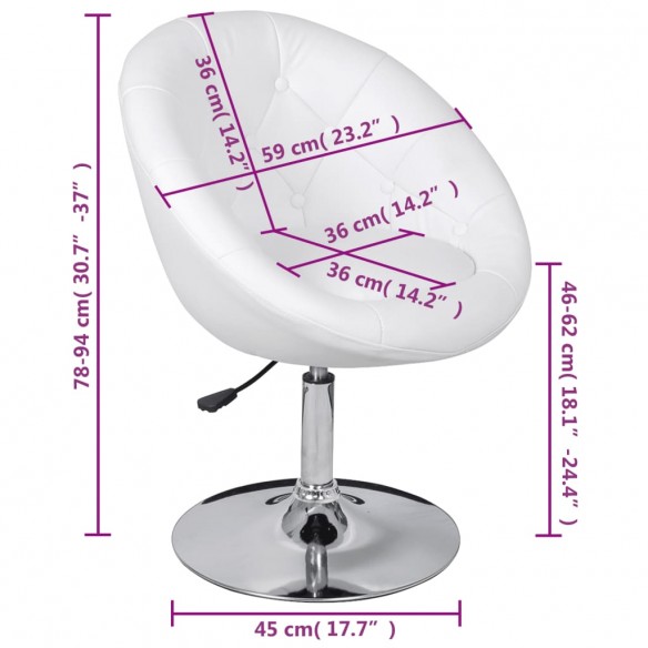 Tabourets de bar 2 pcs blanc similicuir