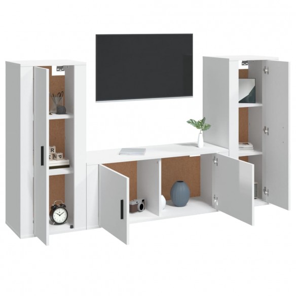 Ensemble de meubles TV 3 pcs Blanc brillant Bois d'ingénierie