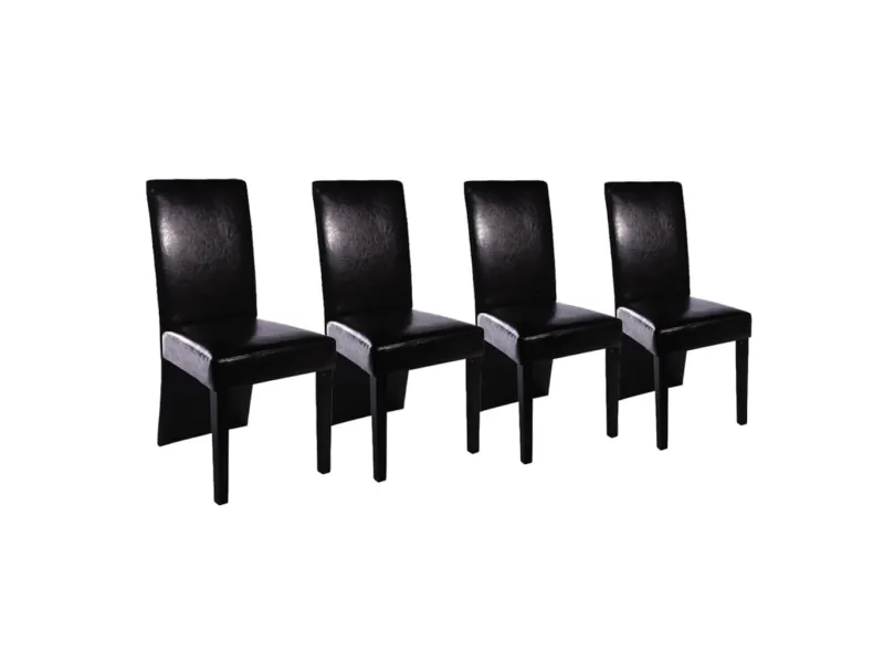 Chaises à manger lot de 4 noir similicuir