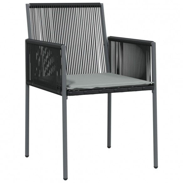 Chaises de jardin et coussins lot de 6 noir 54x60,5x83,5 cm